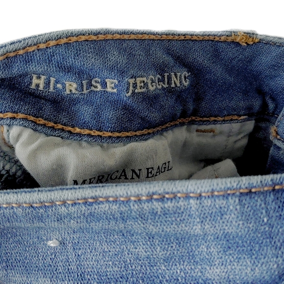 AEO EUC Womens 4 Short Super Stretch Hi-Rise Faded & Destroyed Jeggings - Picture 4 of 6